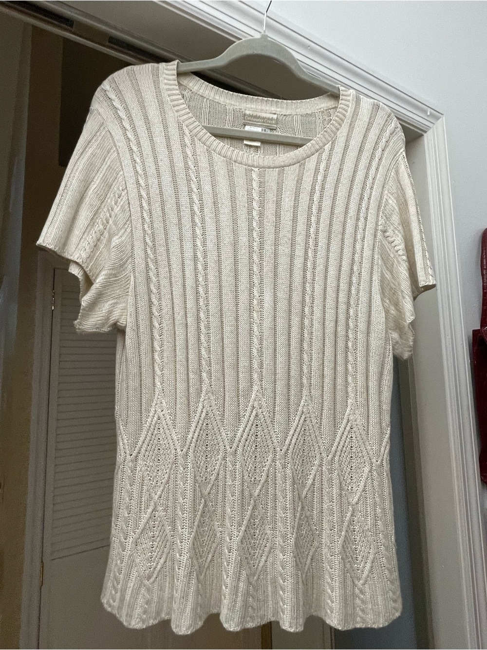 Coldwater Creek Ivory Short-Sleeve Knit Top